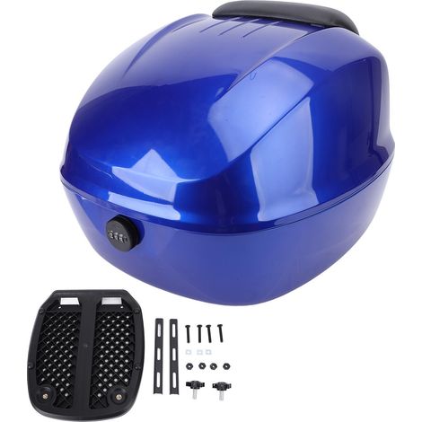 Boîtier supérieur de moto avec serrure à combinaison ABS étanche, support de boîte arrière pour vélo électrique Scooter bleu (1/5)