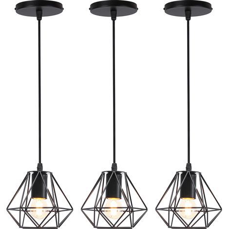 3PCS Retro Classic Pendant Light Antique Black Pendant Lights Metal Industrial Ceiling Light For Kitchen Bedroom Living Room Bar Cafe (1/5)
