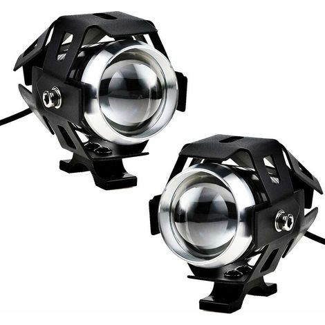 2pcs 125W Moto Phare LED Feux Auxiliaires Moto Phares Avant Anti Brouillard Moto Spot LED Spot 3000LM U5 Étanche pour Moto Quad Scooter