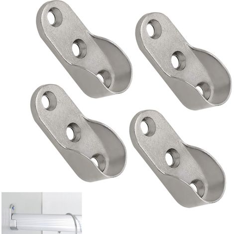 Rail Suspension Meuble Ovale,4 pièces Barre de penderie,Supports de Tige à Bride en Alliage de Zinc,Tringle Cintre Fixation,pour Tringle à Rideau de Douche,Support de penderie (1/5)