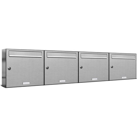 4er Edelstahl Briefkasten Anlage 4 Fach Wandbriefkasten Postkasten (1/5)