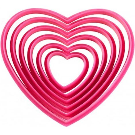 Cookie Cutter Nesting Heart, Lot de 6: Emporte-Pièces Cœur Set de Découpoirs en Plastique en Forme de Cœur, Pâtisserie, DIY - Set/6 (1/5)