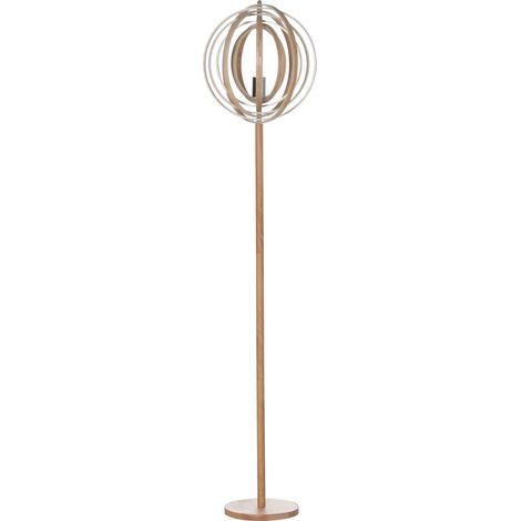 Lampadaire d'intérieur Lampadaire sur Pied Circulaire 40 W Max. Abat-Jour bois naturel clair dim. Ø 38 x 160 cm (1/5)