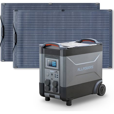 ALLPOWERS Generador Solar R4000 con con 2 Paneles Solares de 100W, 3456Wh Batería LFP, 4 Salidas CA 4000W (6000W Pico), Carga Rápida de 1.2H, Estación de energía portátil para Viajes, Camping, Cortes (1/5)