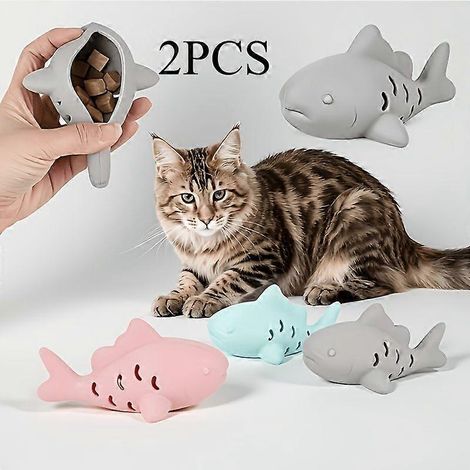 Comedero interactivo con forma de pez para perros y gatos, paquete de 2 comederos de alimentación lenta, dispensador de premios interactivo para el entrenamiento y enriquecimiento de mascotas. (1/5)