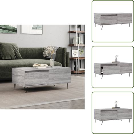 Table basse Sonoma gris 90x50x36,5 cm Bois d'ingénierie - Table Basse - Meuble Salon - Table D'appoint - Table Ronde - Design Moderne (1/5)