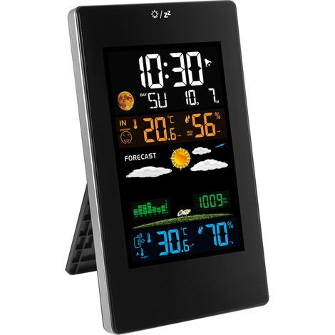 Decdeal Wetterstation Indoor Outdoor -Prognostaster mit Sensor Digital Thermometer Hygrometer Mond