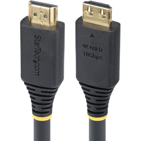 StarTech.com Câble HDMI Haut Débit de 6m avec Connecteur à Pince, 4K 60Hz/1440p 144Hz, HDR10/HDCP 2.2/ARC, 18Gbps, UHD HDMI 2.0, Cordon pour TV/Moniteur/Écran, Gaine TPE (1/4)