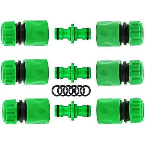 Filiyano-3 raccords mâles doubles et 6 raccords rapides pour tuyau d'arrosage, raccord pour robinet en plastique 1/2". (1/4)