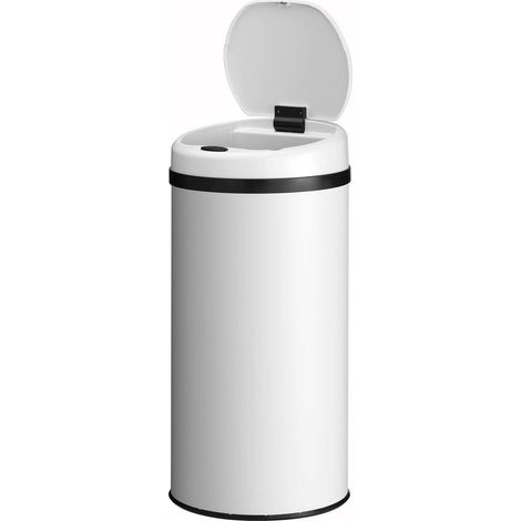 Cestino rotondo con sensore Bianco 40 L Cestino automatico per lo smaltimento dei rifiuti senza contatto (1/3)