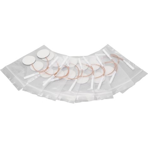 Lot de 16 électrodes rondes de rechange autocollantes et réutilisables pour appareil TENS, 2,5 mm (1,2 pouce) / 0,1 pouce (1/5)