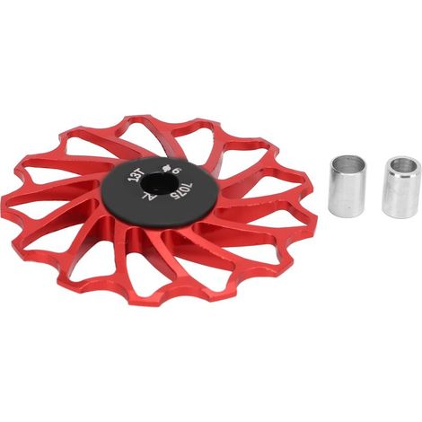 Dérailleur arrière vélo 13T poulie métal céramique galet tendeur rouge (1/5)