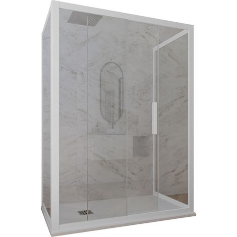 Box doccia scorrevole 3 lati 70x170x70 cm Bianco Matt Deco Trio
