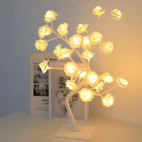 Lampe De Table - Arbre De Rose Lumineux À Led - Alimentation Usb - Décoration Pour Fête Mariage Noël Intérieur - 1 Pièce (1/5)