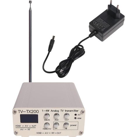 Émetteur TV analogique VHF/UHF, bande de fréquence sélectionnable, puissance réglable, compatible avec les signaux d'entrée HDMI/CVBS (1/5)