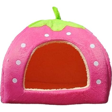 1 nid pour animaux de compagnie, forme de fraise, tissu doux, 31 x 31 x 33 cm, adapté aux chats et petits chiens (1/5)