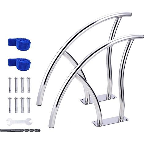 Lot 2 Pool Handläufe 76x76 cm – 304 Edelstahl – 385 kg Belastbarkeit – Nylongriff rutschfest – Für eingelassene Pools, Bad, Whirlpool – Für Senioren, Kinder, Erwachsene
