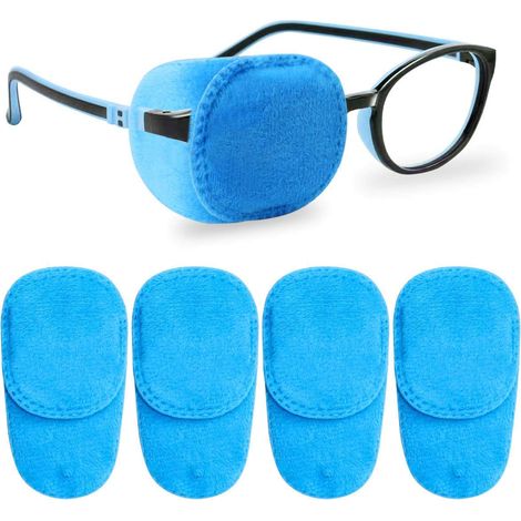 Lot de 4 cache-œil pour lunettes en velours doux, couverture totale, adapté pour œil gauche et droit, traitement de l'amblyopie chez l'enfant (1/5)