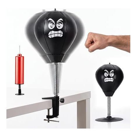 Punching Ball Bureau avec Ventouse et Pince de Bureau, Noir (1/5)