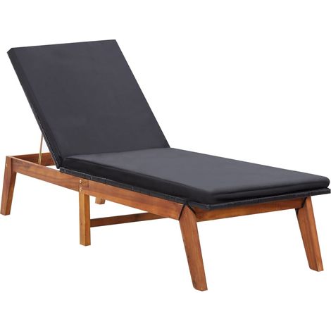 Sdraio sdraio prendisole lettino da giardino terrazzo arredo da esterno e cuscino resina intrecciata e legno massello di acacia 020012771