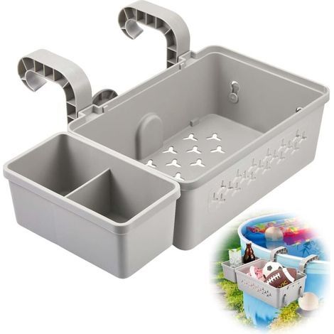 L'ensemble de paniers de rangement pour piscine comprend un panier de piscine en plastique. un porte-gobelet. des accessoires de piscine multifonctions adaptés à la baignoire de piscine hors sol (gris (1/5)