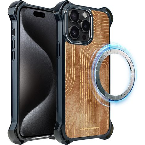 Funda ibizu DropGuard Ultra para iPhone 15 Pro con MagSafe, Boho, Líneas geométricas (1/5)