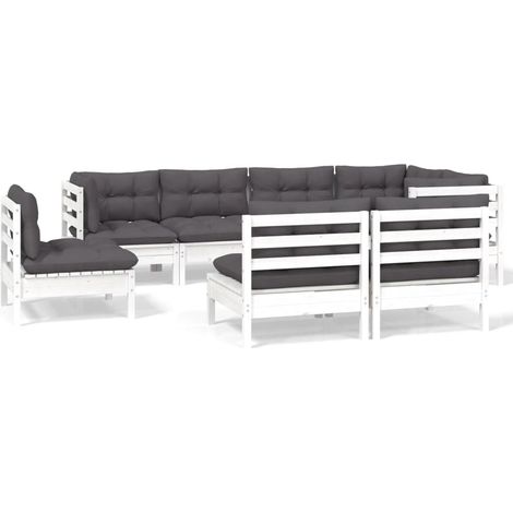 Maison Exclusive - Muebles de jardín 8 pzas y cojines blanco made (1/5)
