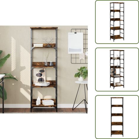 Design industriale - vidaXL Libreria Rovere Fumo 50x33x153 cm in Legno Multistrato - Scaffale con bordi rialzati