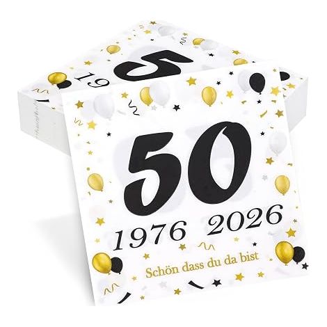 Napkins 50th Birthday 50th Birthday Seutgjie 50th Birthday Party Table Decoration 1976-2026, Black Gold (1/5)