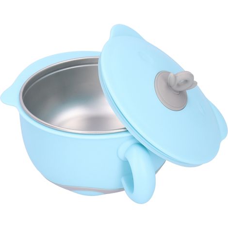 Bol Thermo Isolant Acier Inoxydable 316 pour Enfants - Ustensiles de Cuisine Bleu (1/5)