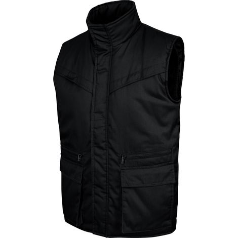 Würth Modyf – Gilet de travail matelassé noir taille M – 8 poches dont 1 zippée – Dos allongé pour confort – Pour chantiers humides et espaces confinés