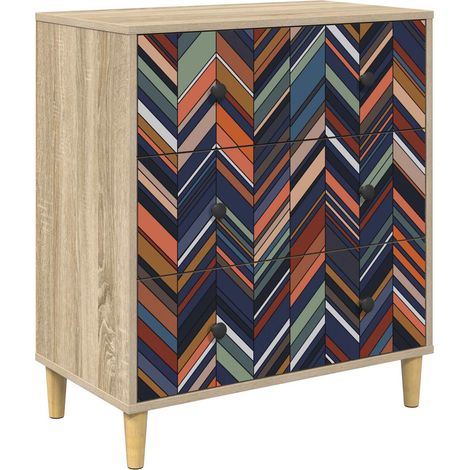 Cajonera OMMEN Estampado geométrico 66 x 36,5 x 75 cm Sonoma vidaXL (1/5)