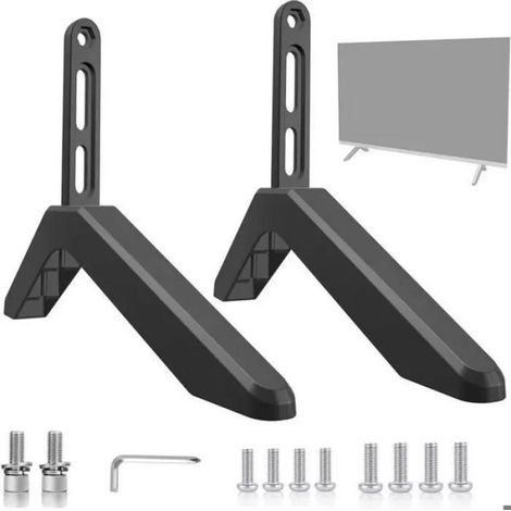 Support TV - HAUTSRE - Meuble TV sur Pied - Compatible 32 à 75 pouces - Charge max 45kg Métal noir (1/5)