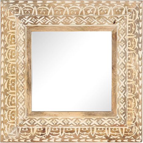 Maison Exclusive - Spiegel Handgeschnitzt 50x50x2,6 cm Massivholz