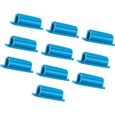 Lot de 10 porte-stylos adhésifs portables avec boucle, bleus, pour bureau. (1/5)