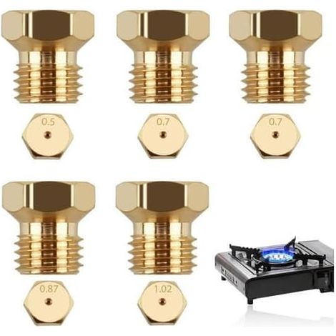 SABIR-Lot de 5 embouts universels pour gaz butane, compatibles avec les cuisinières à gaz, les plaques de cuisson et les injecteurs de gaz (0,5/0,7/0,87/1,02 mm). (1/5)