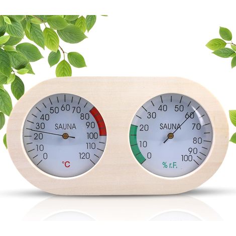 Termómetro higrómetro para sauna 2 en 1: termómetro higrómetro de madera para sauna, accesorio para sauna, resistente al calor, temperatura y humedad perfectas para sauna. (1/5)