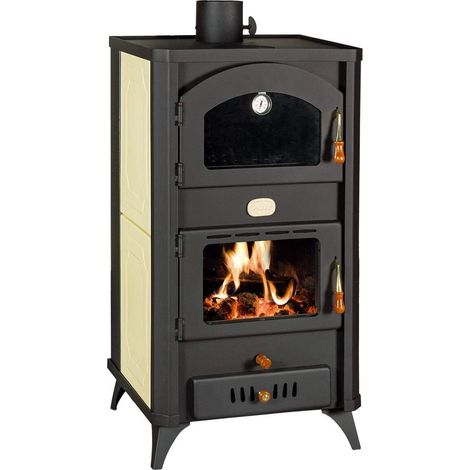 Prity – Poêle à bois avec four – Puissance 23,4 kW – Évacuation fumées arrière – Classe A – Chaudière 15 L intégrée – Noir graphite (1/5)