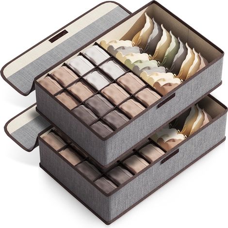 Boîte de rangement pliable pour sous-vêtements compressifs, soutiens-gorge, chaussettes et culottes pliables - Rangement pour linge de maison (1/5)