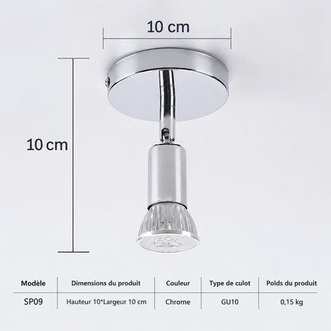 Spot de plafond LED orientable en saillie 1 tête chrome sans ampoule réf 5650 1 kg – Livraison gratuite