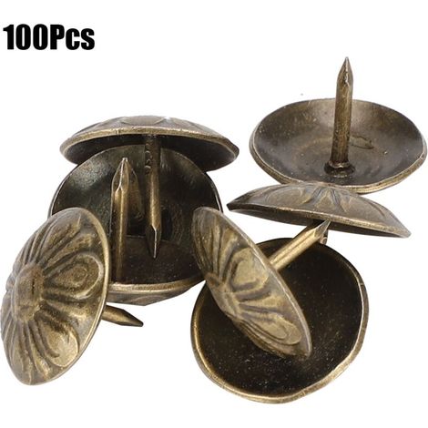 100 Pièces Clous à Tête Bombée 16x13mm Motif Chrysanthème Vintage pour Rénovation de Meubles et Décoration Fixe (1/5)