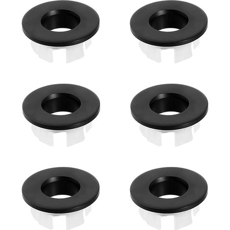 Lot de 6 anneaux de trop , plein en métal résistants aux rayures pour lavabo rond en laiton , Facile à installer , Bouchon de trop , plein pour salle de bain et cuisine , Noir (22-26 mm) (1/5)