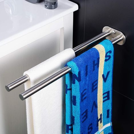 Porte-serviettes double mural, en acier inoxydable brossé, 40 cm (1/4)