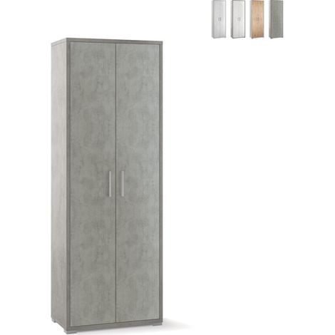 Armadio mobile multiuso 5 vani 2 ante design moderno Alès - Grigio (1/5)