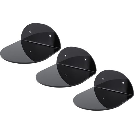 Lot de 3 supports muraux flottants en acrylique étanche pour haut-parleurs, appareils photo pour bébé et petits réveils (noir). (1/5)
