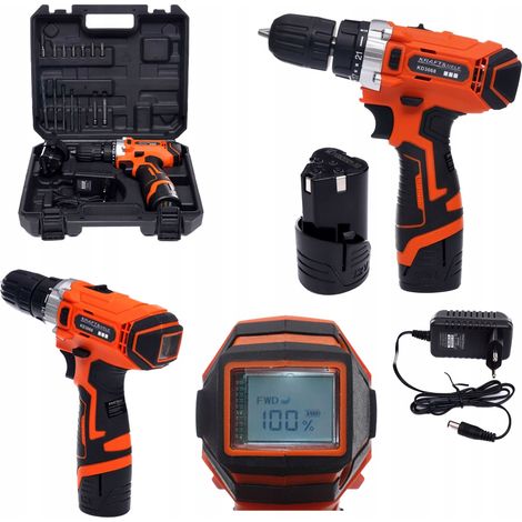 Taladro atornillador inalámbrico Kraft&Dele KD3068 de 12 V con pantalla LCD y batería de iones de litio (incluye 2 baterías). (1/5)