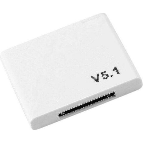 Bluetooth 5.1 Audio Receiver with 30-Pin Connector, A2DP Adapter for Wireless Music Playback, White (1/5)