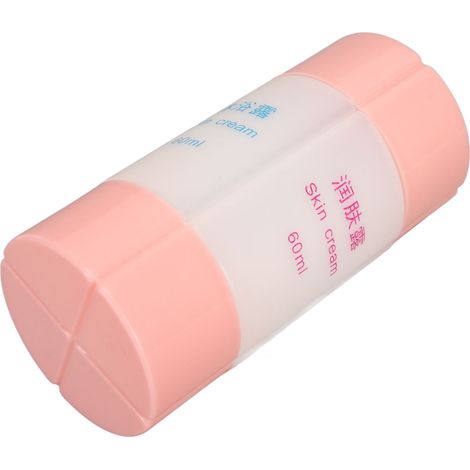 Distributeur de voyage 4 en 1 rose, petit, léger et résistant, en plastique multi-usages pour shampoing, lotion, produits de toilette et savon. (1/5)