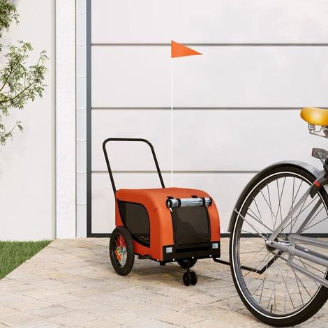 remorque à vélo pour animaux de compagnie orange et noire (1/4)