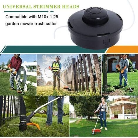 Universal Brush Cutter Heads M10 x 1.25, Universal Spool Head for Petrol Brush Cutter, Compatible with Electric Trimmers and Petrol Brush Cutters (1/3)